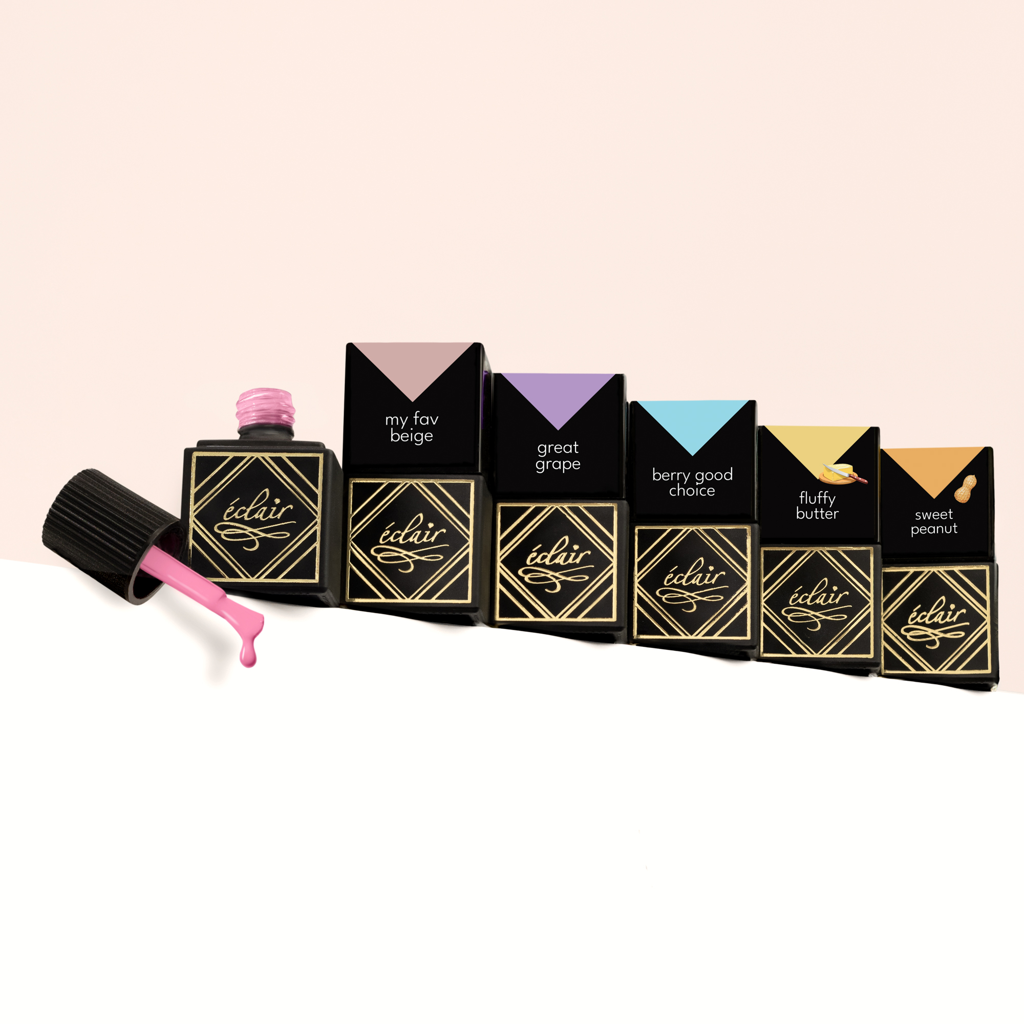 zestaw lakierów hybrydowych Morning Bites na wiosenne paznokcie Eclair Nail